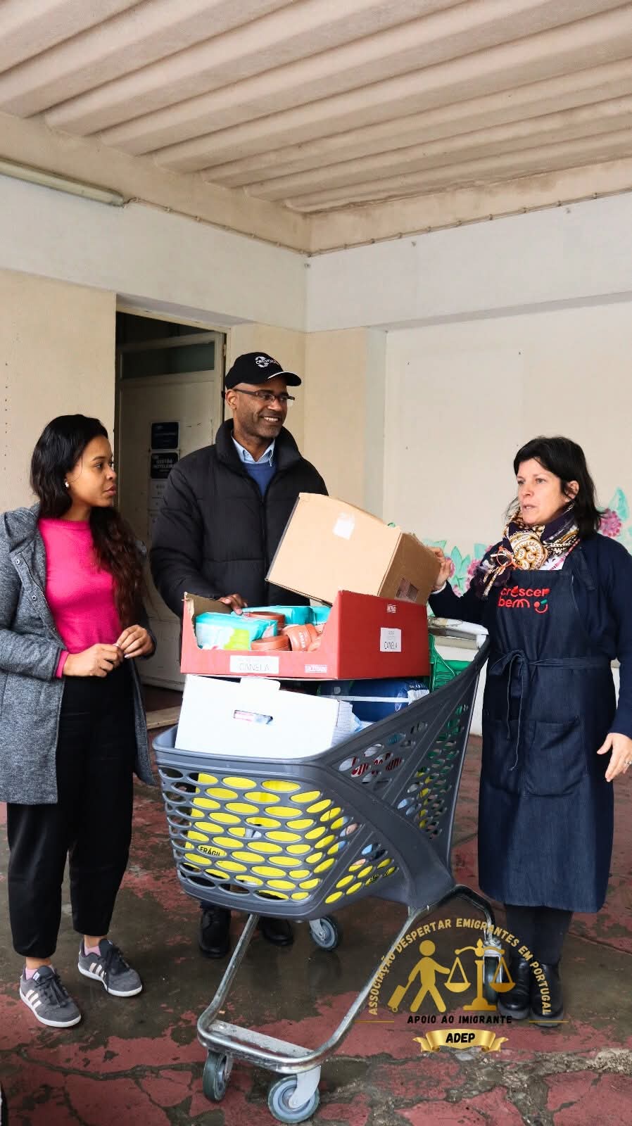 Carrinho com mantimentos para doação